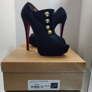 Christian Louboutin 150 Black Flannel Heels Platform Pumps Size 40.5